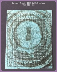 Germany - Prussia - 1858 - 2s black and blue - ULH - SG 6 - Picture 1 of 2