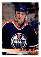 Igor Kravchuk Signed Autographed 94/95 Topps Premier card Edmonton Oilers