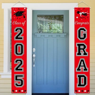 "Graduation Decorations 2025, Red Black Class of 2025 Banner for School Parties - Image 1 of 4