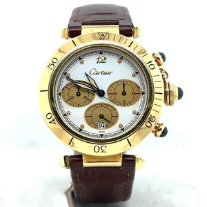 Cartier Pasha Chronograph Quartz 38mm 18k Yellow Gold Men's Watch WJ130009 - Picture 1 of 5