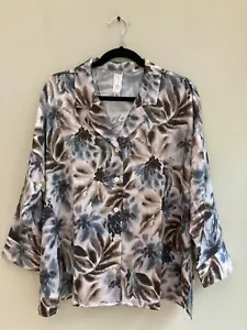 MARLA WYNNE TOP UK XL 16 WATERCOLOUR PRINT BLUE/GREY/COFFEE ETC BNWT - Picture 1 of 4