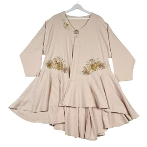Vintage 90s Blue Fish Long Sleeve Dress One Button - Light Pink - One Size OSFA - Picture 1 of 13