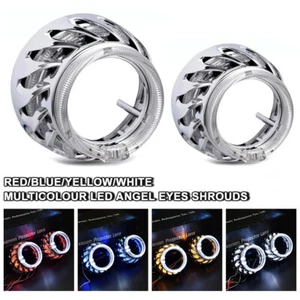 Para Bi Xenón y LED Proyector Lente LED Ojo de Ángel Turbina Cubiertas DRL Faro Hágalo Usted Mismo - Imagen 1 de 12