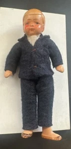 1930s German Bisque Jointed Character Boy Doll. Ideal For Dollhouse Vin/clothes - Picture 1 of 5