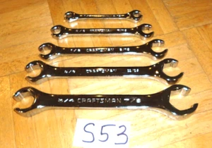 CRAFTSMAN TOOLS VINTAGE 5 PIECE SAE. FULLY POLISHED FLARE NUT WRENCH SET IN TRAY - Picture 1 of 13