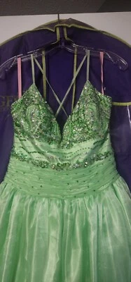 Mujeres Verde Menta Formal Boda Baile de graduación Noche Vestido Encaje Maxi Vestido Con Cuentas Foto 1 de 4