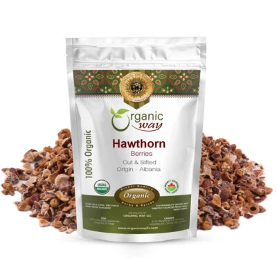 ORGANIC WAY LLC Organic Way Hawthorn Berries Cut & Sifted - Organic, Kosher & USDA Certified
