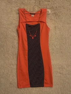 Women LOVE by CHESLEY Coral Black Print Sleeveless Dress Size Medium - Picture 1 of 5