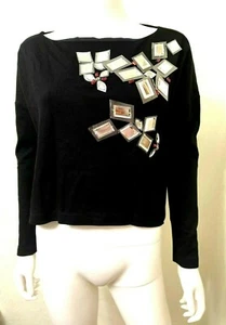 NEU MIT ETIKETT MARCO BOLGNA APPLIKATION LANGARMSHIRT SCHWARZ GRÖSSE 42 - Bild 1 von 7