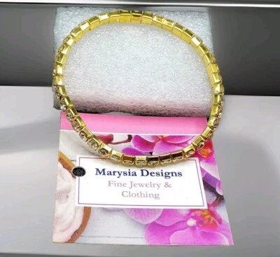 Marysia Designs Gold Stretch Crystal Rhinestone Bracelet New  - Image 1 of 3