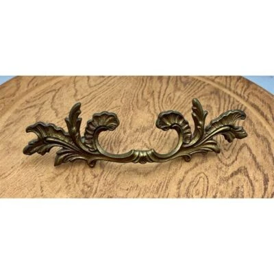 Vintage French Provincial Leaf Drawer Pull Handle Gold 7 3/4" Keeler Brass - Image 1 of 4