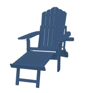 Clihome Outdoor Adirondack Chair Plastic Folding W/ Pull-Out Ottoman+Cup-Holder - Picture 1 of 6