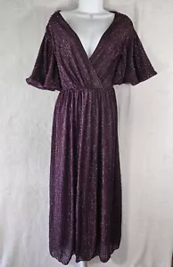 Lila Midi Maxikleid Größe 14/16 Faux Wickel sexy Y2K Fee Hippie Whimsigoth gebraucht, in einwandfreiem Zustand - Bild 1 von 11