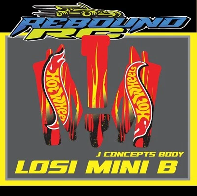 losi mini b 1/16th body graphics kit /sticker standard body /wing/chassis skin - Image 1 of 3