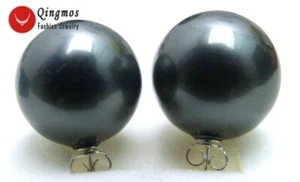 18mm Round Black Sea Shell Pearl Earring for Women Jewelry Stud Earring Jewelry - Picture 1 of 13
