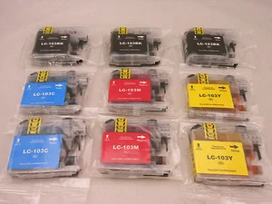 LC103 BK C M Y Inkjet Cartridge for Brother MFCJ6920DW MFCJ875DW MFCJ6520DW 9pK - Picture 1 of 2