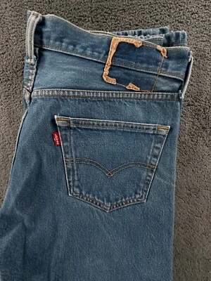 Jeans Levi's 501 Botón Mosca Pierna Recta Rojo Pestaña ACTL 34x28 Azul Denim Adulto Hombre Foto 1 de 4