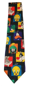 Vintage 1994 Looney Tunes Mania Mens Neck Tie Warner Bros Bugs Daffy Tweety - Picture 1 of 2