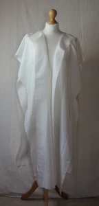 74x225cm vintage Japanese kimono lining silk fabric cream white 12-4 - Picture 1 of 19