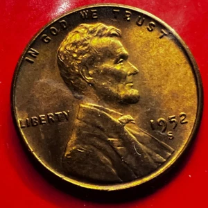 1952-S Lincoln Wheat Cent Penny GEM RED BU From an Original Bank Roll - Picture 1 of 8
