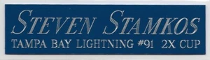 STEVEN STAMKOS LIGHTNING NAMEPLATE FO AUTOGRAPHED Signed STICK JERSEY PUCK PHOTO - Picture 1 of 3