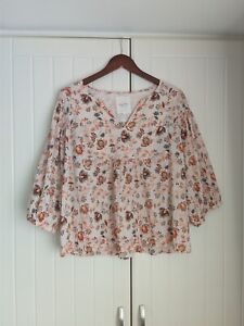 Part Two EUR 40 Beige/Brown Top Cotton Floral Printed Textured