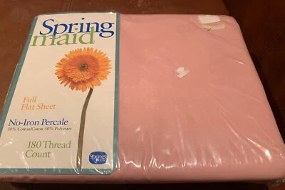 Springmaid Percal Hoja Plana Completa Delantal Rosa 180 Hilos 81”x 96” NUEVO Foto 1 de 4
