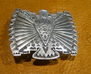 Sterling Silver “AM” Native American Lost Wax EAGLE BUCKLE - Picture 1 of 13