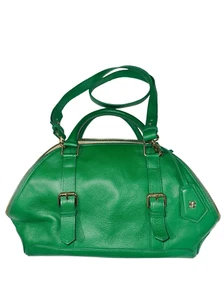 Ora Delphine Harlow Pebble Leather Crossbody Top Handle Satchel Handbag Kelly Gr - Picture 1 of 9