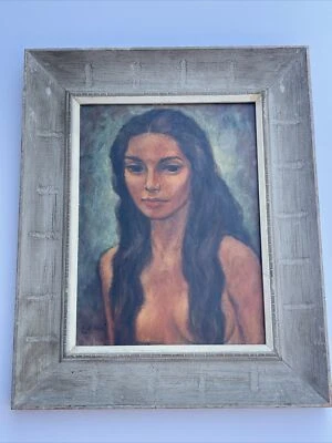 ANTIQUE Painting Impressionism 1950’s FEMALE MODEL MID CENTURY CLARK ALLEN Woman - Image 1 of 4