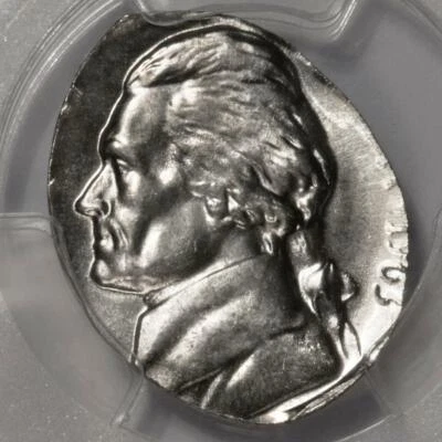 1963 PCGS MS65 Struck On Elliptical Football Clip Nickel Mint Extremely Rare - Image 1 of 4
