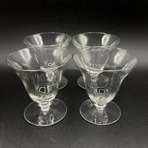 4 Set Vintage Kusak Cut Glass Works Oyster Fruit Cocktail Glasses Czech 3 3/8" - Picture 1 of 6