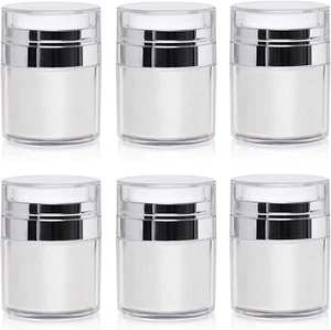 6 Pack Airless Pump Jars, 50Ml Pump Dispenser, Refillable Airless Travel Jars, A - Picture 1 of 9