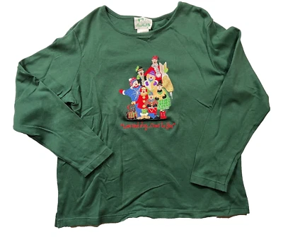 QUACKER FACTORY Mujer XL Bordada Navidad Verde Sudadera 100% Algodón Foto 1 de 4