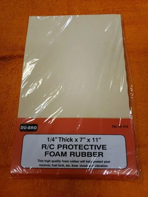 Du-Bro products - 1/4" Thick X 7" X 11" RC protective Foam New - Part 513 - JT25 - Image 1 of 4