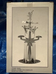 Angel Chime With 4 Candles Gold Tone New In Box - Picture 1 of 6