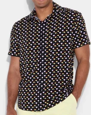 NEW PHLUID Project Men's Pride Rainbow Hearts Button Up Shirt Size XL - Image 1 of 4