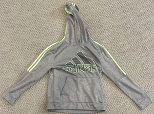 Adidas Hoodie Sweatshirt Boys Yth Sz 14/16 Grey/Neon Lime Green - Picture 1 of 2