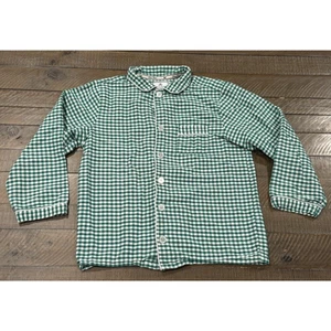 Petite Plume Green Gingham Classic Flannel Pajama Shirt - Size 10uyyl - Picture 1 of 8