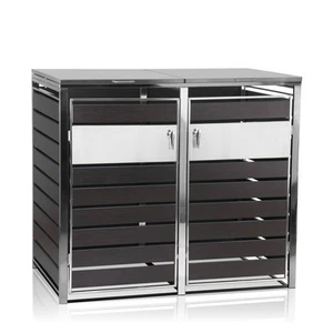 Zelsius Mülltonnenbox für zwei Mülltonnen | Anthrazit, Tür in Holzoptik *B-Ware* - Bild 1 von 10