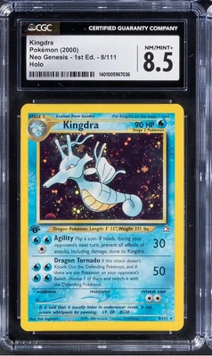 2000 Pokemon Kingdra 8 Neo Genesis 1st Edition Holo CGC 8.5 SWIRL - Image 1 of 2
