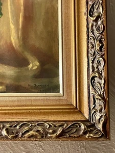 Litografía de bodegón floral de colección firmada por M. Gernand 1952 marco de madera dorado. - Imagen 1 de 24