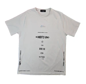 Roberto Vino Milano Big Logo Graphic White Crew Neck T Shirt Mens Size Large L - Picture 1 of 7