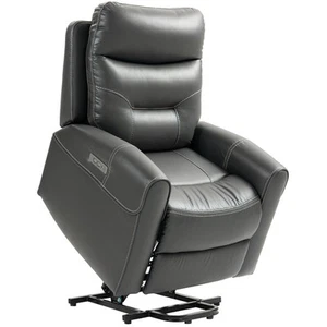HOMCOM Overstuffed Riser and Reclining Chair with USB Ports, Remote, Grey - Picture 1 of 11