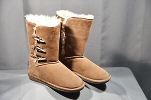 Bearpaw 917W Jade Women Size 8 Brown Leather Triple Toggle Boots