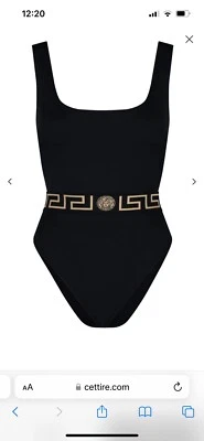 NWT VERSACE Black Greek Key Medusa  Waistband Logo Belt One Piece Swimsuit Sz5 - Image 1 of 4
