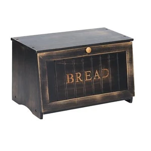 HOMEKOKO Large Wood Bread Box for Kitchen Counter Retro Design Single Black - Picture 1 of 7