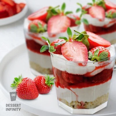 DESSERT INFINITY 50 PCS Clear Octagon Reusable Party Supplies Dessert Cups Cheesecake 160ml