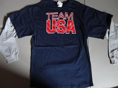 NUEVO CON ETIQUETAS NUEVO Azul y Gris Equipo Olímpico de EE. UU. Camiseta Manga Larga Juvenil XL Excelente Foto 1 de 4