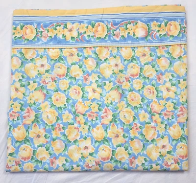 Sábana plana completa vintage Croscill Fiesta mezcla de algodón amarillo azul floral 75x96 Foto 1 de 4